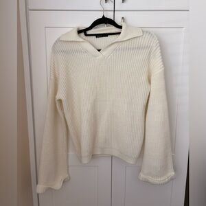 SHEIN Cream V-Neck Sweater